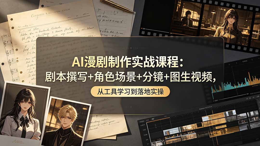 （19020期）AI漫剧制作实战课程：剧本撰写+角色场景+分镜+图生视频，从工具学习到落地实操 - 臻优资源网