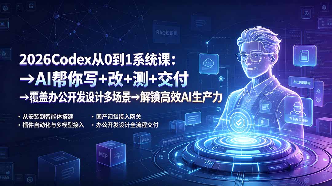 （19461期）2026Codex从0到1系统课：→AI帮你写+改+测+交付→覆盖办公开发设计多场景→解锁高效AI生产力 - 臻优资源网