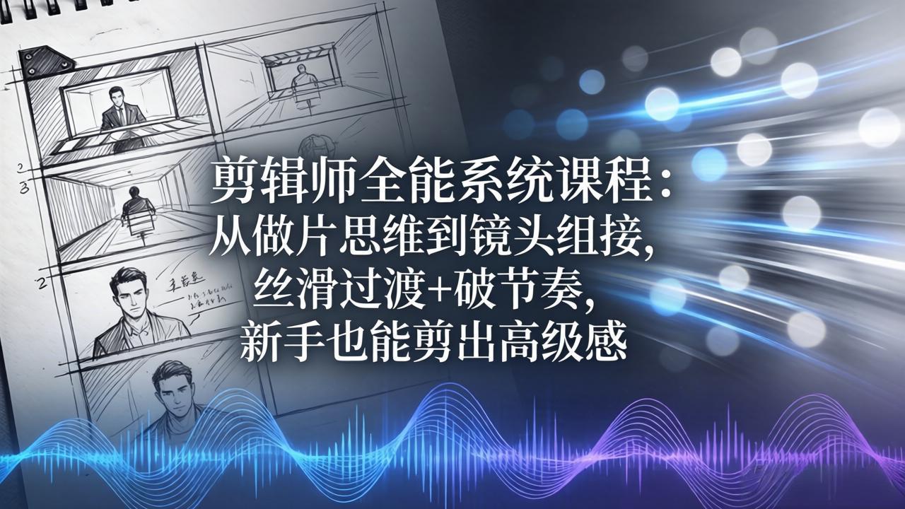 （18260期）剪辑师全能系统课程：从做片思维到镜头组接，丝滑过渡+破节奏，新手也能剪出高级感 - 臻优资源网