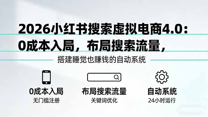 （17659期）2026小红书搜索虚拟电商4.0：0成本入局，布局搜索流量，搭建睡觉也赚钱的自动系统 - 臻优资源网