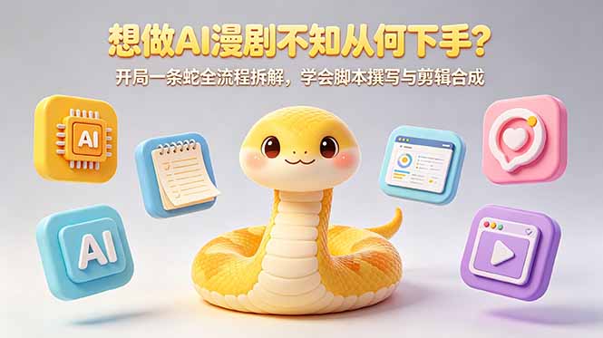 （18550期）想做AI漫剧不知从何下手？开局一条蛇全流程拆解，学会脚本撰写与剪辑合成 - 臻优资源网