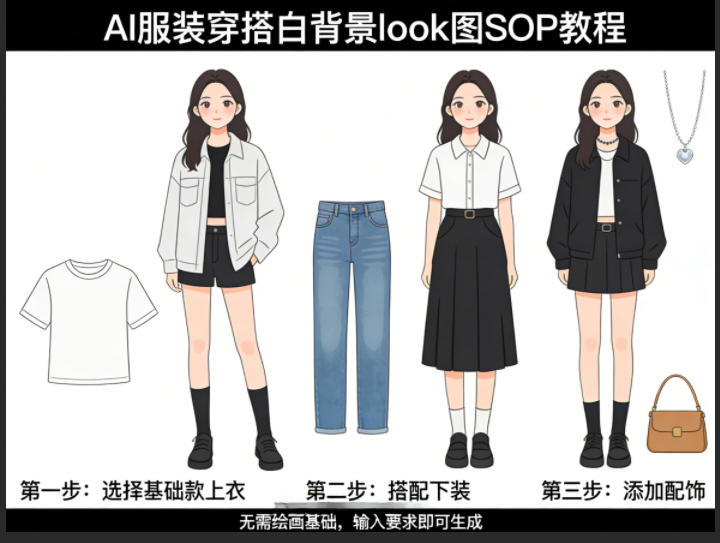 AI服装穿搭白背景look图SOP教程，不用会画画，提几句具体要求，AI就能还你一个奇迹 - 臻优资源网