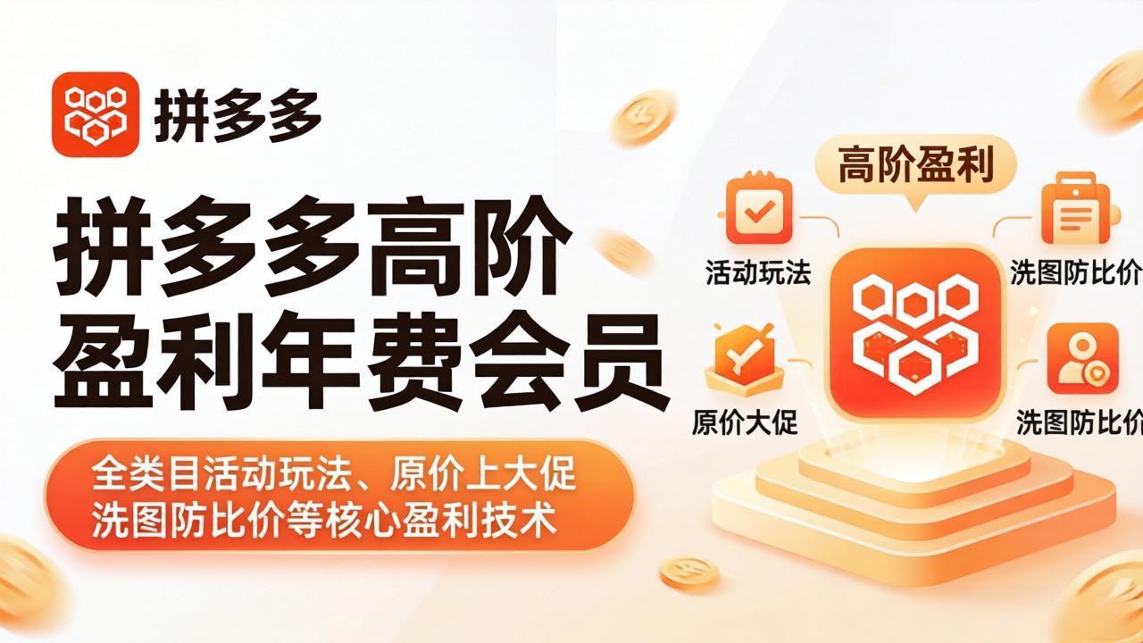 （17881期）拼多多高阶盈利年费会员(更新4月)：全类目活动玩法、原价上大促、洗图防比价等核心盈利技术 - 臻优资源网