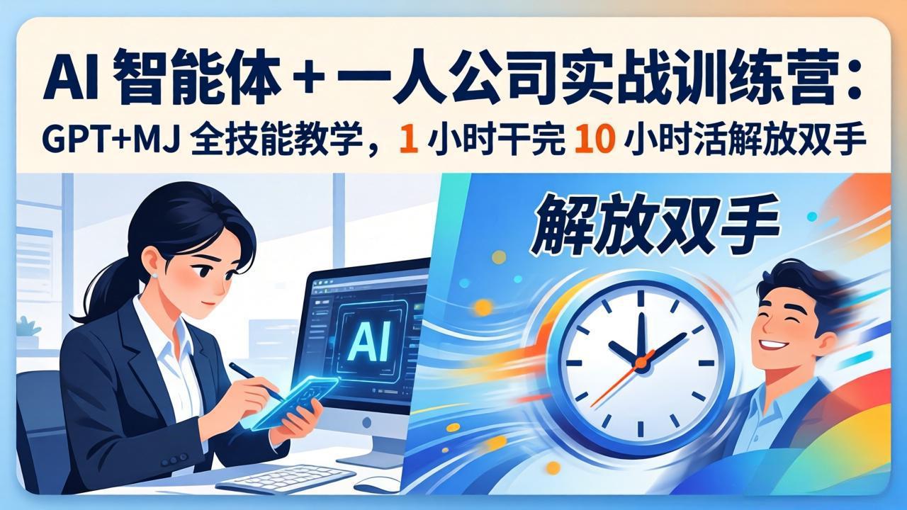 (17834期)AI 智能体 + 一人公司实战训练营:GPT+MJ 全技能教学,1 小时干完 10 小时活解放双手 - 臻优资源网