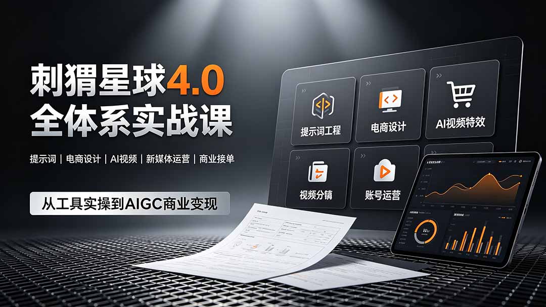 （19224期）刺猬星球4.0全体系实战课，覆盖提示词工程、电商设计、AI视频特效与新媒体运营，一站式掌握AIGC商业核心技能 - 臻优资源网