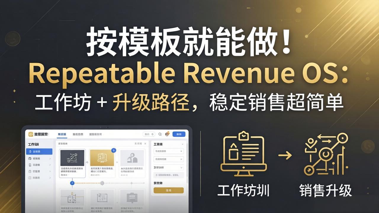 （18085期）按模板就能做！Repeatable Revenue OS：工作坊 + 升级路径，稳定销售超简单 - 臻优资源网