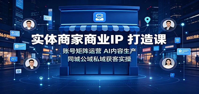 实体商家商业IP打造课：账号矩阵运营，AI内容生产，同城公域私域获客实操 - 臻优资源网