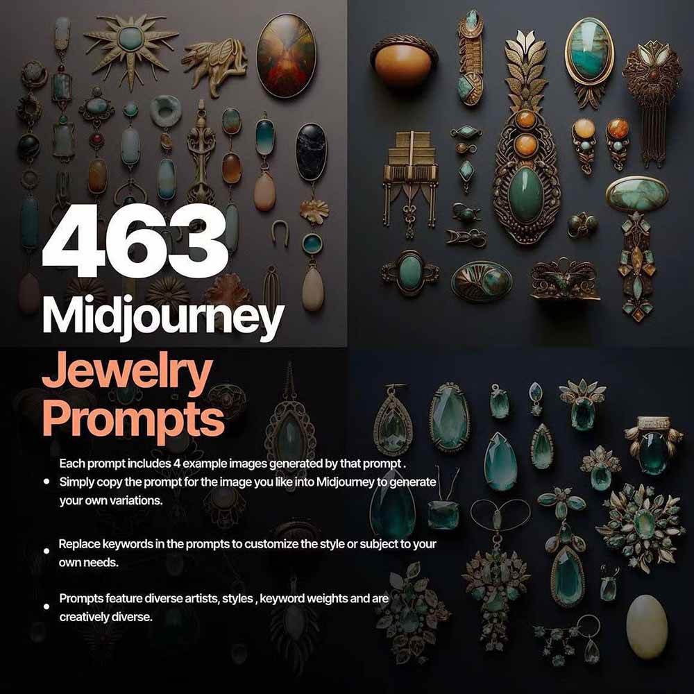 图片[2] - 463个Midjourney珠宝摄影提示词：覆盖全品类珠宝，AI设计秒出专业效果 - 臻优资源网