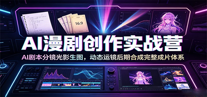 AI漫剧创作实战营：AI剧本分镜光影生图，动态运镜后期合成完整成片体系 - 臻优资源网