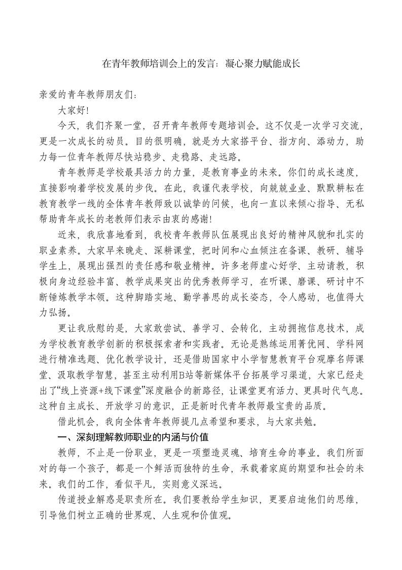 在青年教师培训会上的发言：凝心聚力赋能成长 - 臻优资源网