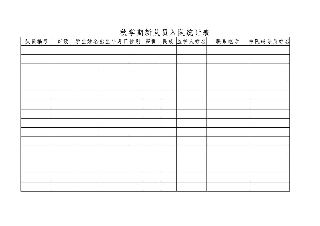 附件3：秋学期新队员入队统计表 - 臻优资源网