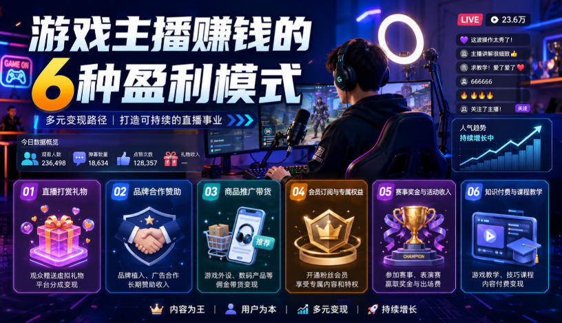 付费文章：游戏主播賺钱的6种盈利模式 - 臻优资源网