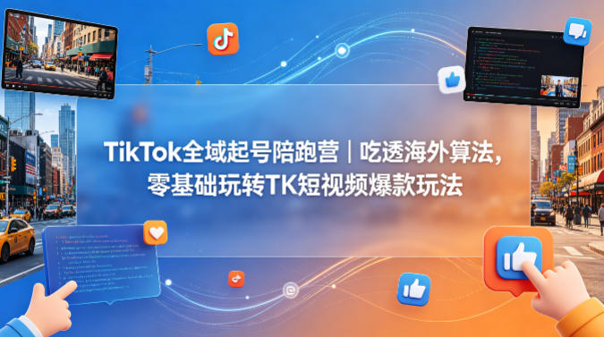 TikTok全域起号陪跑营｜吃透海外算法，零基础玩转TK短视频爆款玩法 - 臻优资源网