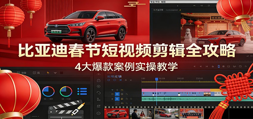 比亚迪春节短视频剪辑全攻略，4大爆款案例实操教学 - 臻优资源网