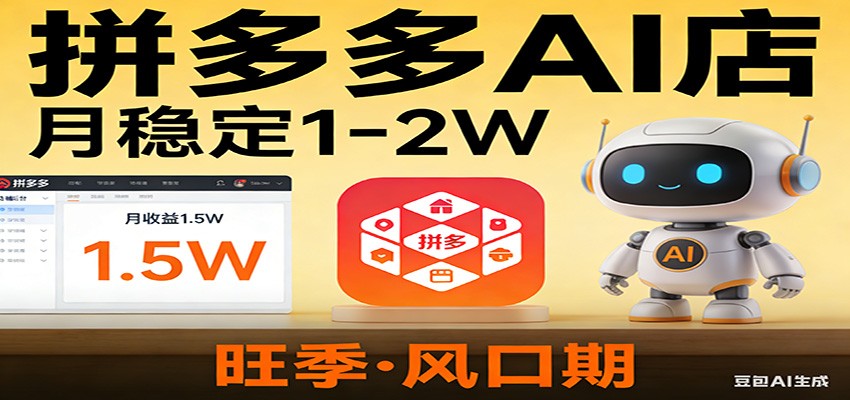 开一家拼多多AI店，月稳定1-2W，目前旺季，风口期！ - 臻优资源网