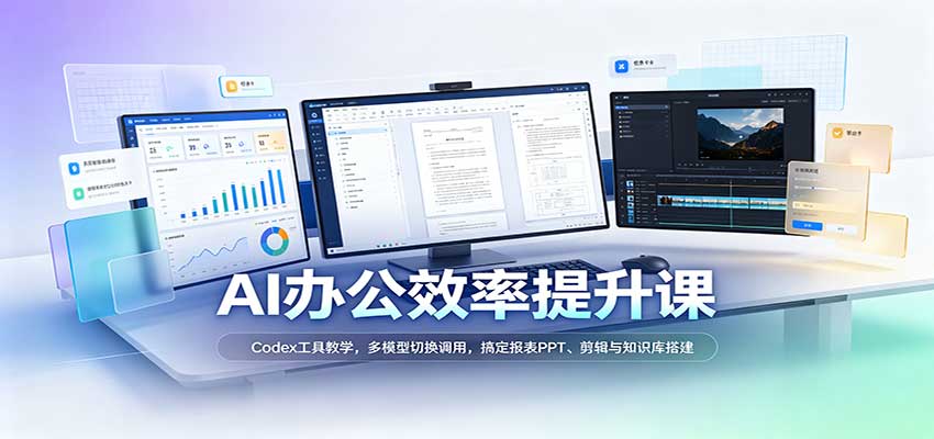 AI办公效率提升课：Codex工具教学，多模型切换调用，搞定报表PPT、剪辑与知识库搭建 - 臻优资源网