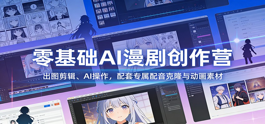 零基础AI漫剧创作营：出图剪辑、AI操作，配套专属配音克隆与动画素材 - 臻优资源网
