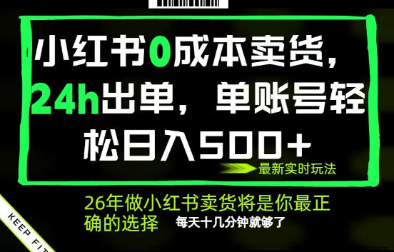 小红书0成本AI卖货，24小时出单，全流程托管，保底日入500+，每天十几分钟就够了【揭秘】 - 臻优资源网