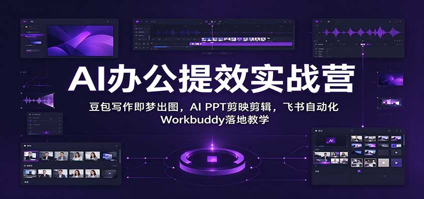 AI办公提效实战营：豆包写作即梦出图，AI PPT剪映剪辑，飞书自动化 Workbuddy落地教学 - 臻优资源网