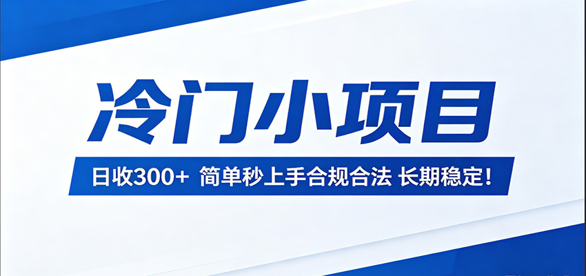 冷门小项目,日收300+,简单秒上手合规合法,长期稳定! - 臻优资源网