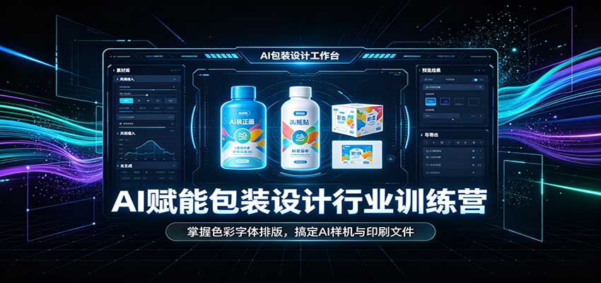 AI赋能包装设计行业训练营：掌握色彩字体排版，搞定AI样机与印刷文件 - 臻优资源网