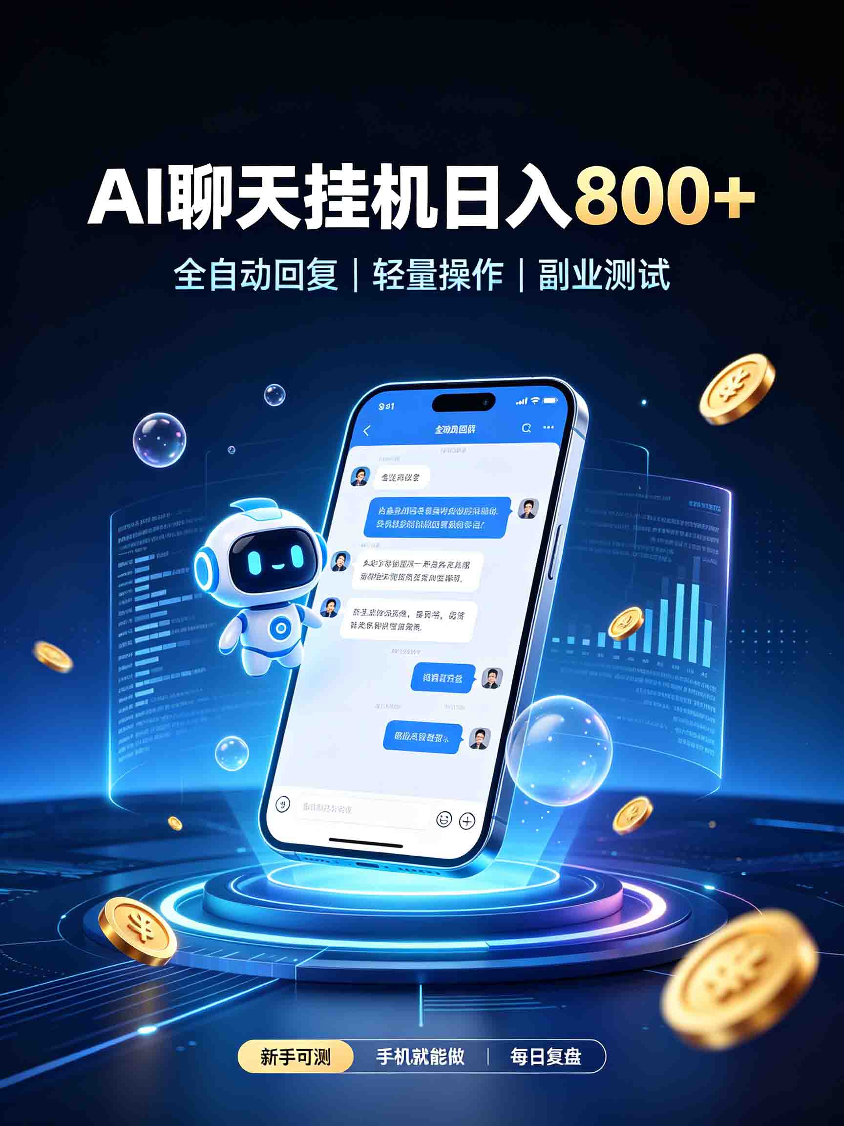 AI聊天挂机，日入800+，适用个人副业，工作室矩阵操作 - 臻优资源网