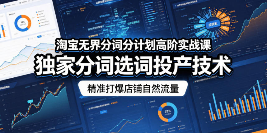 淘宝无界分词分计划高阶实战课，独家分词选词投产技术，精准打爆店铺自然流量 - 臻优资源网