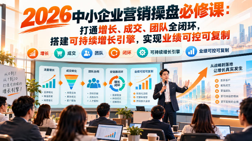 2026中小企业营销操盘必修课：打通增长、成交、团队全闭环，搭建可持续增长引擎，实现业绩可控可复制 - 臻优资源网