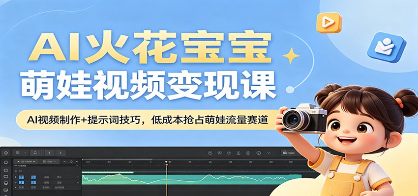 AI火花宝宝萌娃视频变现课：AI视频制作+提示词技巧，低成本抢占萌娃流量赛道 - 臻优资源网