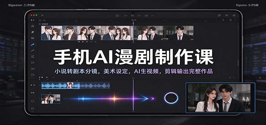 手机AI漫剧制作课：小说转剧本分镜，美术设定，AI生视频，剪辑输出完整作品 - 臻优资源网