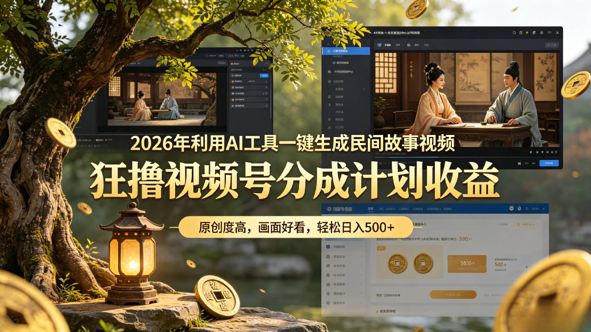 2026年利用AI工具一键生成民间故事视频，狂撸视频号分成计划收益，原创度高，画面好看，轻松日入500+ - 臻优资源网