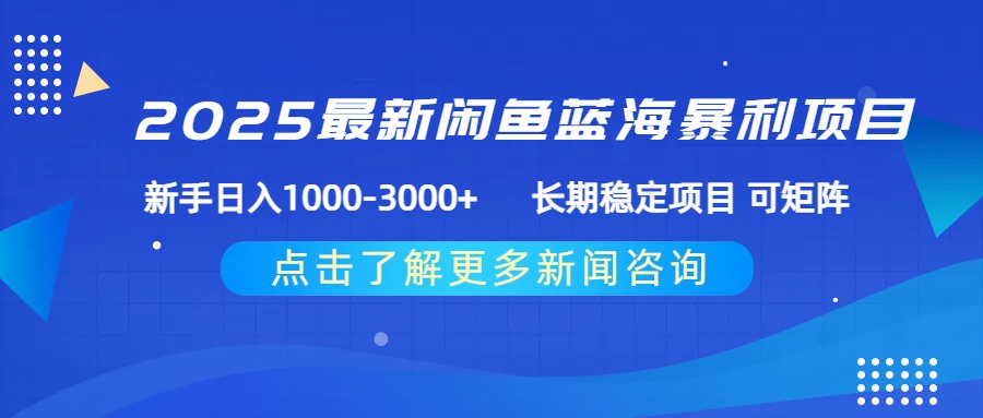 2025最新闲鱼蓝海暴利项目 ，新手日入1000-3000+ 长期稳定项目 可矩阵 - 臻优资源网