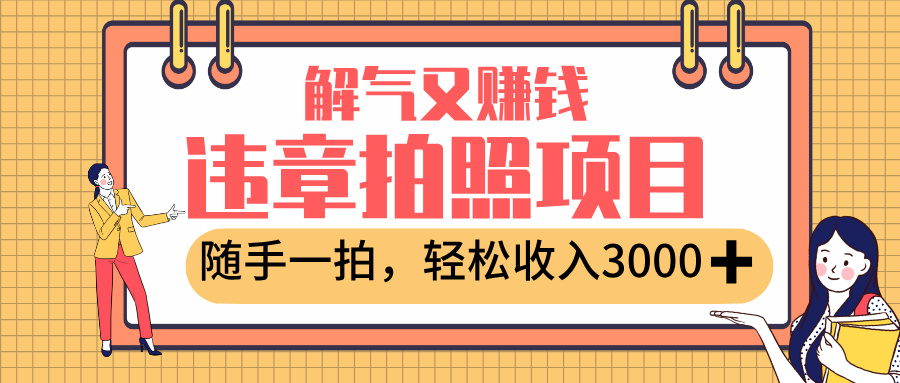 最新违章拍照赚钱,解气又赚钱的项目,随手一拍,轻松收入3000+ - 臻优资源网