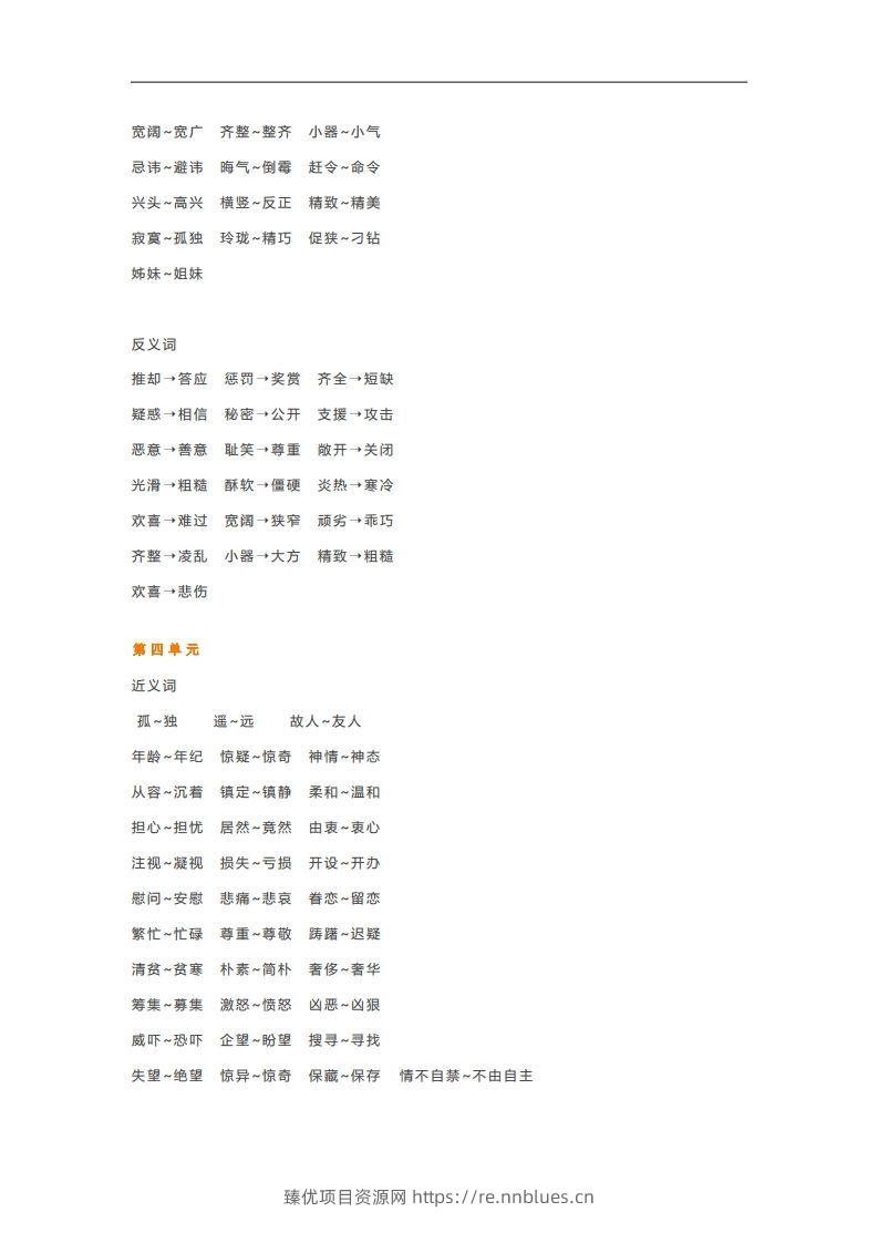 图片[2] - 五年级语文下册近义词反义词汇总（部编版） - 臻优资源网