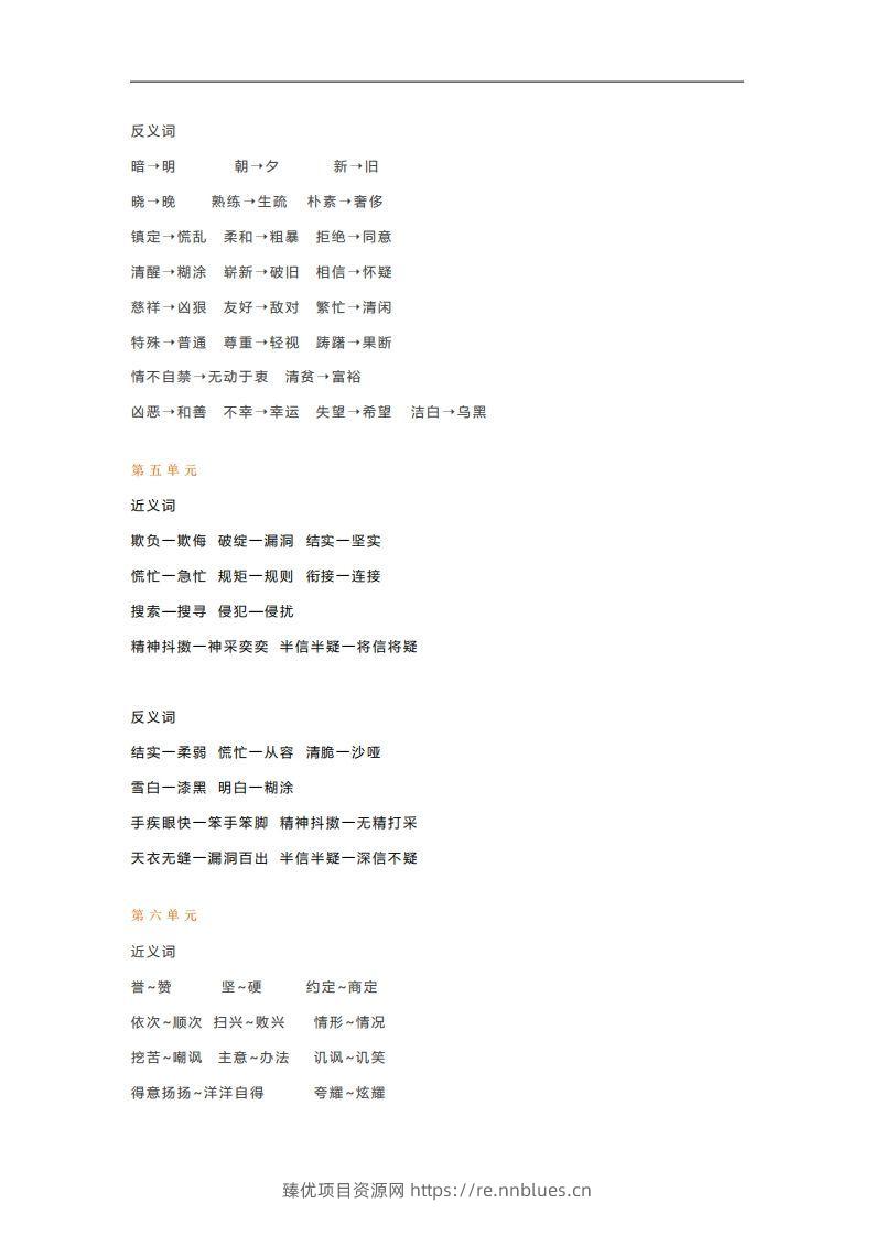 图片[3] - 五年级语文下册近义词反义词汇总（部编版） - 臻优资源网