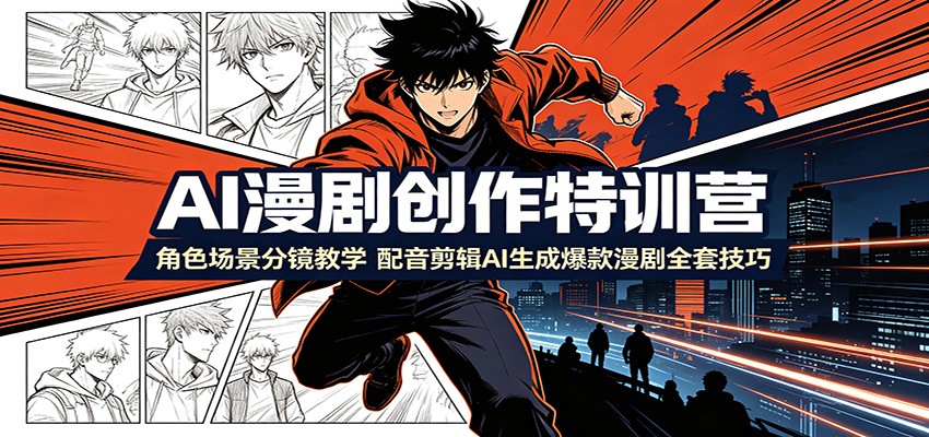 AI漫剧创作特训营：角色场景分镜教学，配音剪辑AI生成爆款漫剧全套技巧 - 臻优资源网