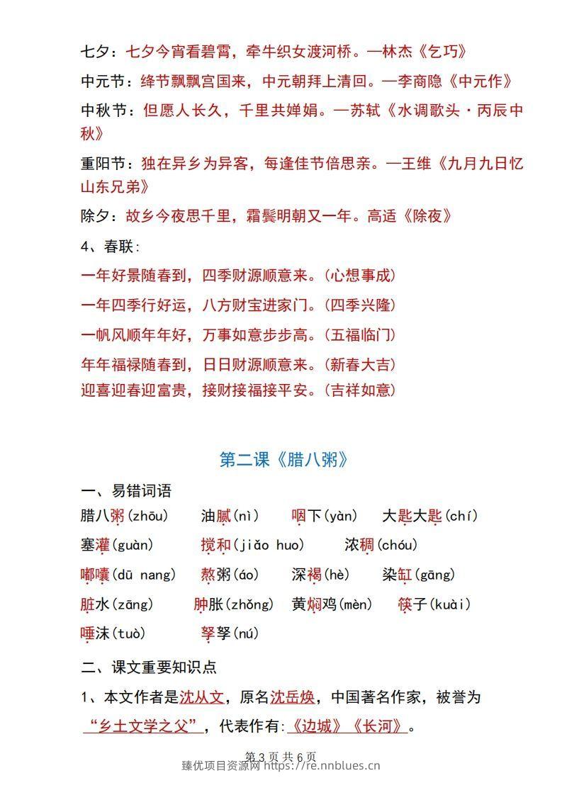 图片[3] - 六年级下册语文第一单元重要知识点归纳 - 臻优资源网
