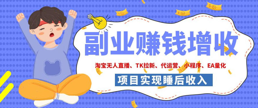2026年多个真实落地副业项目，手把手带你搭建被动收入管道（淘宝无人直播、海外TK拉新、CSGO饰品交易、去水印小程序等）【揭秘】 - 臻优资源网