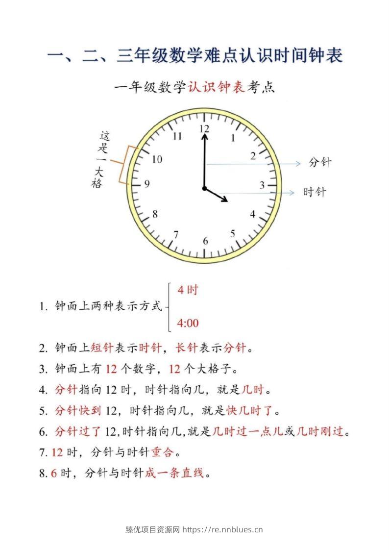 【二上数学】重难点认识时间钟表k - 臻优资源网