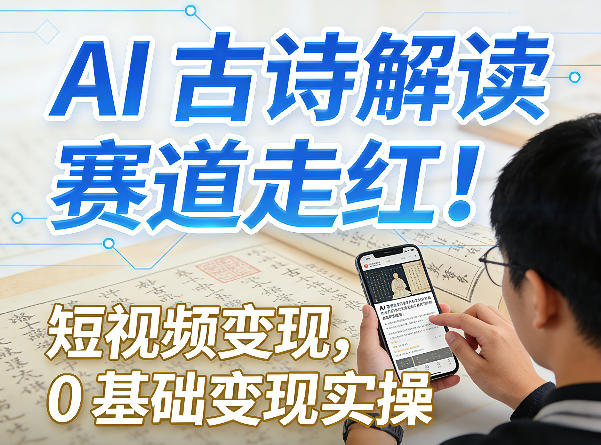 AI古诗解读赛道走红！短视频变现，0基础变现实操 - 臻优资源网
