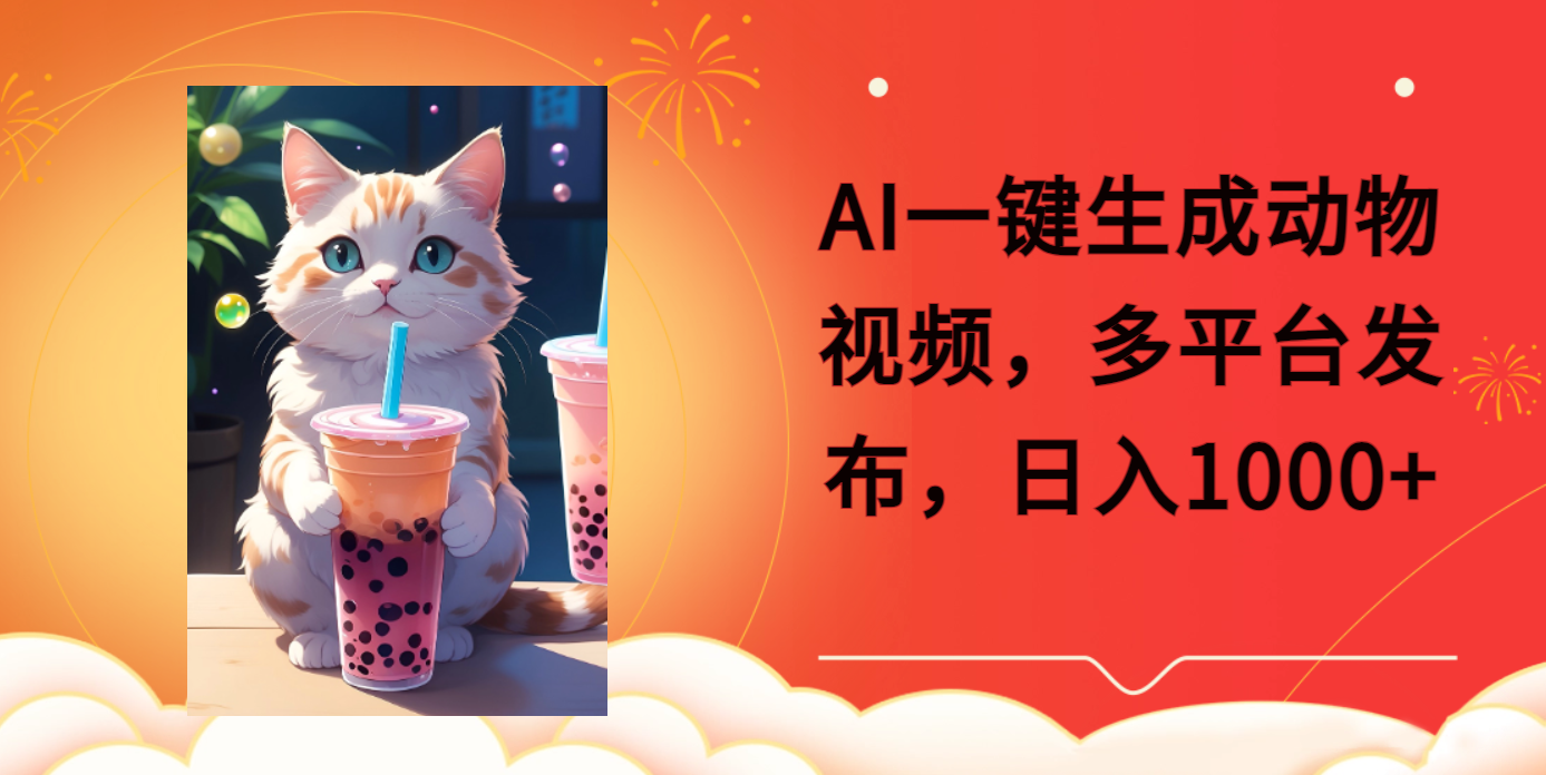 AI一键生成动物搞笑视频,多平台发布,轻松破千万播放,日入2000+ - 臻优资源网