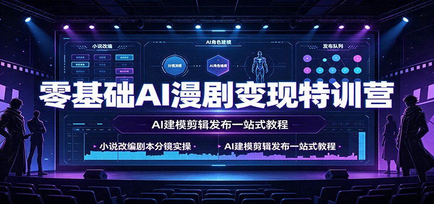 零基础AI漫剧变现特训营：小说改编剧本分镜实操，AI建模剪辑发布一站式教程 - 臻优资源网
