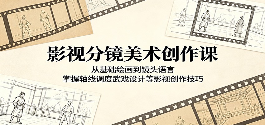 影视分镜美术创作课：从基础绘画到镜头语言，掌握轴线调度武戏设计等影视创作技巧 - 臻优资源网