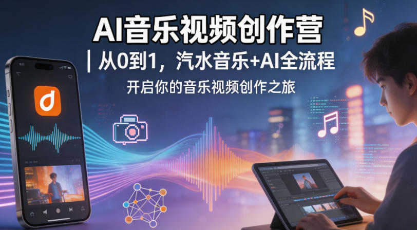 AI音乐视频创作营｜从0到1，汽水音乐+AI全流程，开启你的音乐视频创作之旅 - 臻优资源网