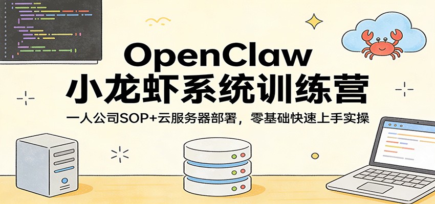 OpenClaw小龙虾系统训练营：一人公司SOP，云服务器部署，零基础快速上手实操 - 臻优资源网