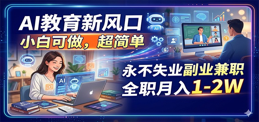 AI教育新风口,小白可做,超简单,永不失业副业兼职 全职月入1-2W - 臻优资源网