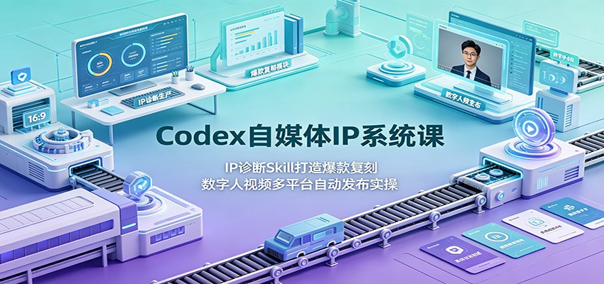 Codex自媒体IP系统课：IP诊断Skill打造爆款复刻，数字人视频多平台自动发布实操 - 臻优资源网