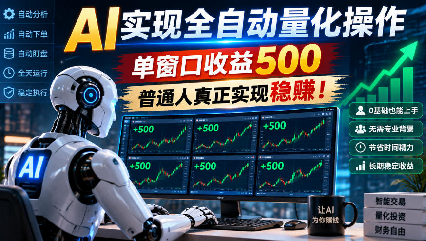 AI实现全自动量化操作，单窗口收益500，普通人真正实现稳賺！【揭秘】 - 臻优资源网
