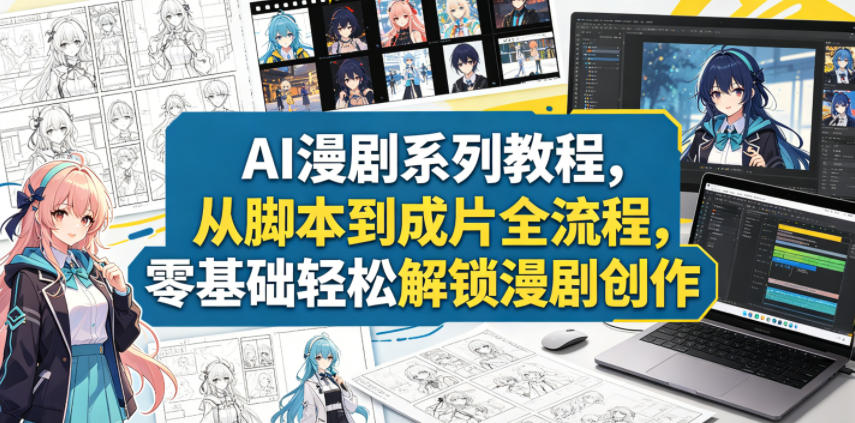 AI漫剧系列教程，从脚本到成片全流程，零基础轻松解锁漫剧创作 - 臻优资源网