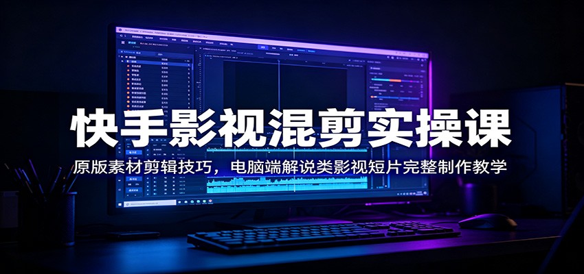 快手影视混剪实操课：原版素材剪辑技巧，电脑端解说类影视短片完整制作教学 - 臻优资源网
